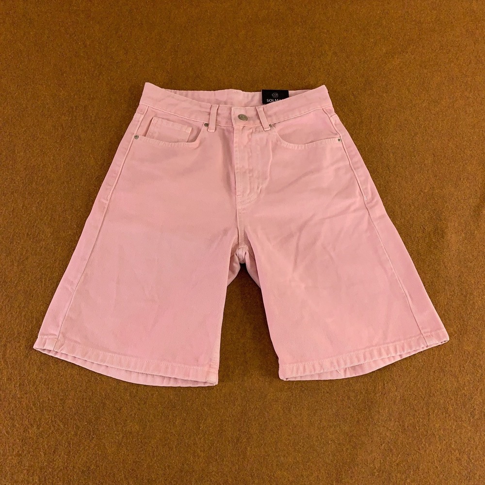 Solmar Womens Size 26 Regular Pink Denim High Rise 9" Inseam Bermuda Shorts NWT